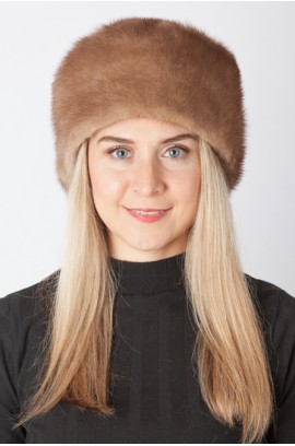 Light brown mink fur hat
